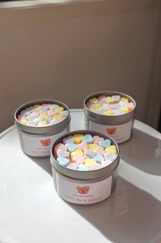 Pastel Hearts Tin Candle
