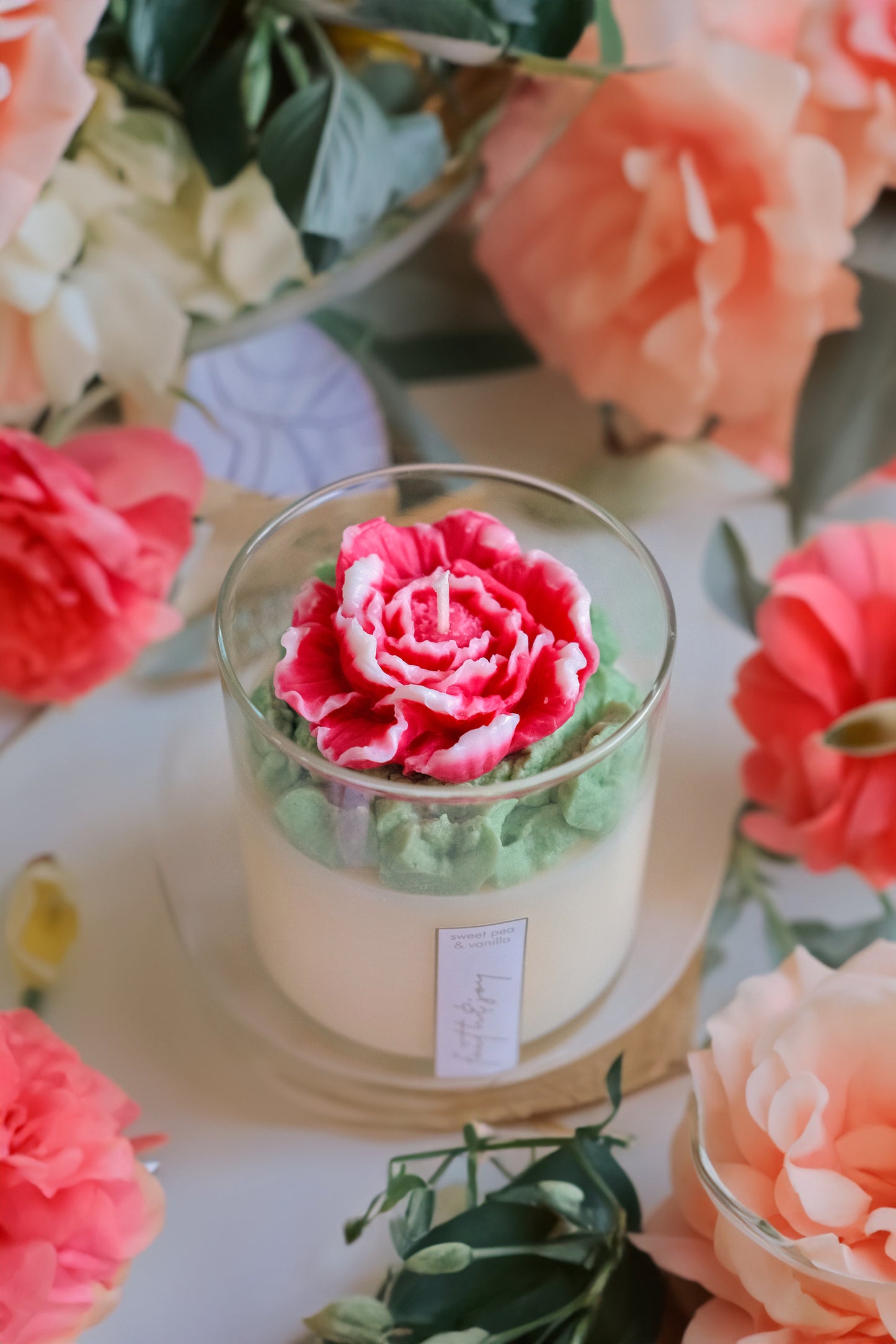 Delilah - Peony Flower Candle