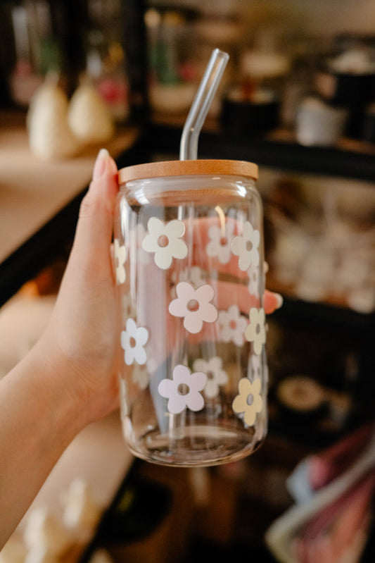 Pastel Flowers Glass Tumbler