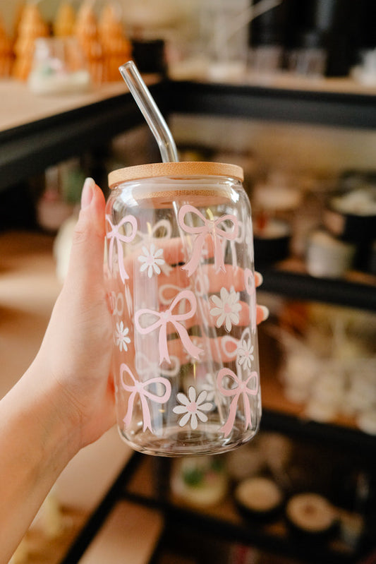 Daisies & Bows Glass Tumbler