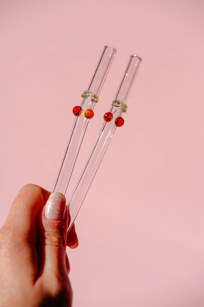 Cherry Glass Straw