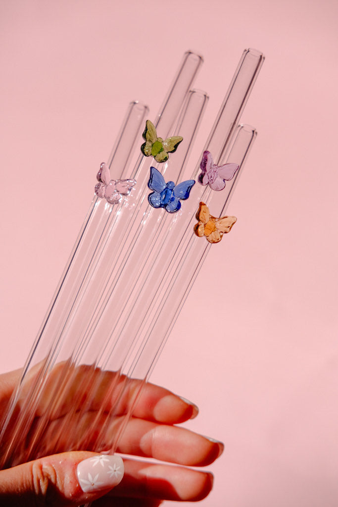 Butterfly Glass Straw